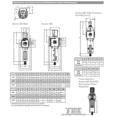 8652APBP4FA00HN NUMATICS/AVENTICS PARTICULATE FILTER/REGULATOR<BR>652 SERIES 1/2" NPT, 5MIC, 7-145PSI, PB W/BG, SEMI AD, LP PSI GAUGE/PR